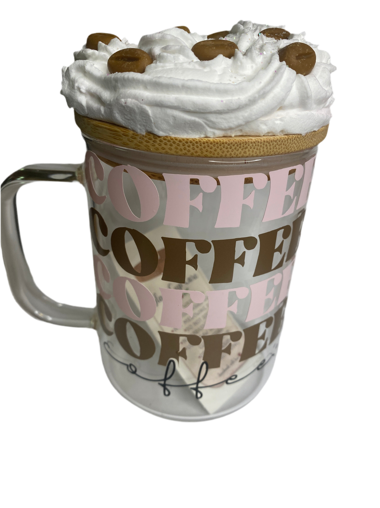 16oz Glass Coffee Mug with Faux Whipped Cream Lid- Coffee Lovers Edition