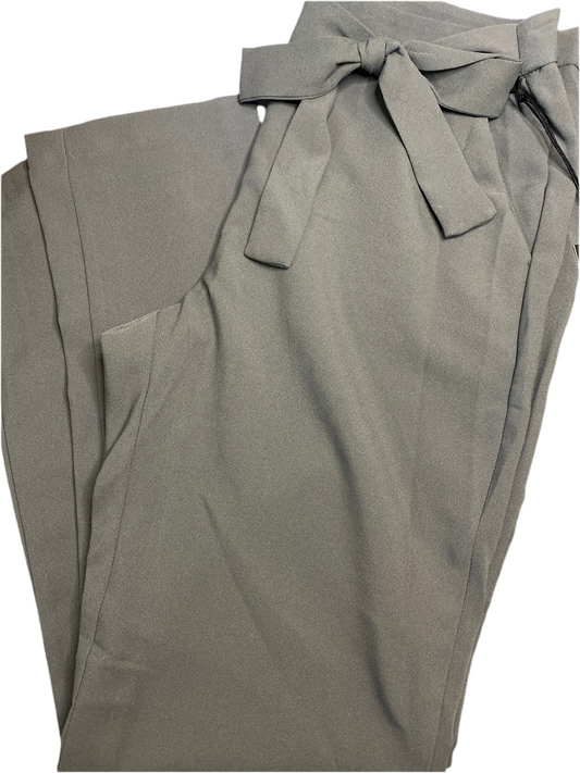Chic Grey Slacks With Bow Detail