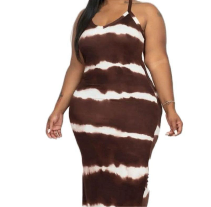 Cream & Coffee/ Cabernet Maxi Dress
