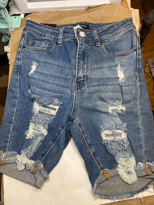 Edgy Distressed Denim Shorts