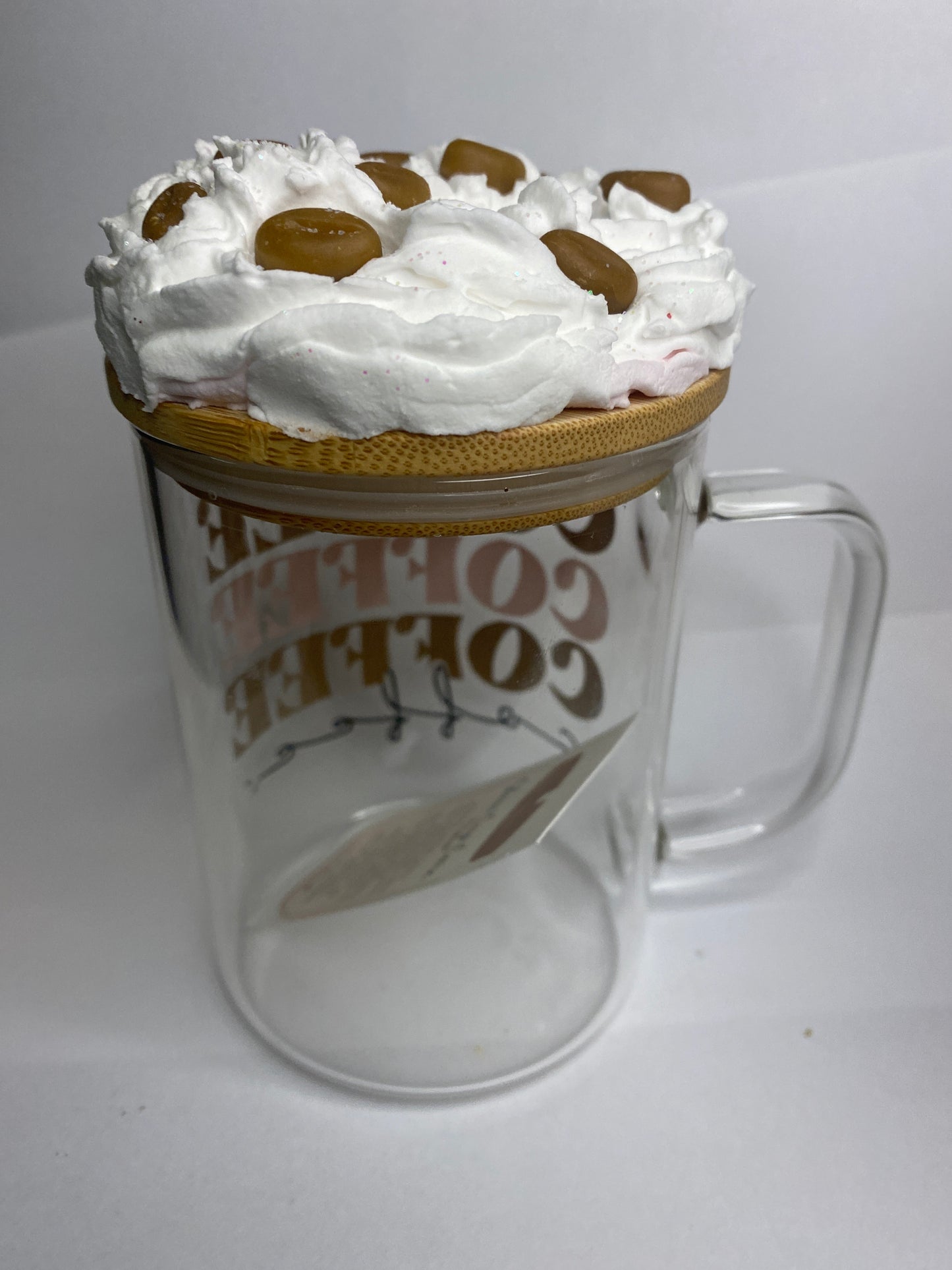 16oz Glass Coffee Mug with Faux Whipped Cream Lid- Coffee Lovers Edition