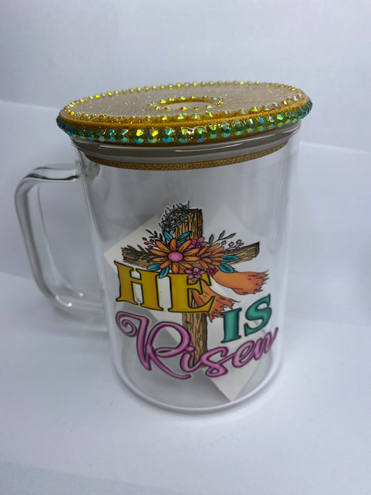 Empowering 16oz Glass Bedazzled Lid