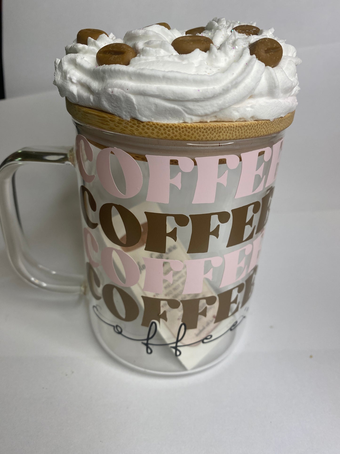 16oz Glass Coffee Mug with Faux Whipped Cream Lid- Coffee Lovers Edition