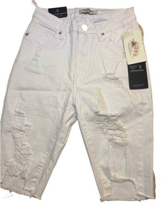 White Hot Distressed Denim Shorts