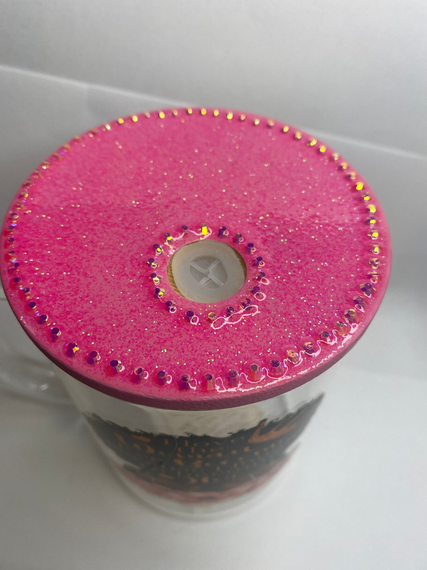Empowering 16oz Glass Bedazzled Lid