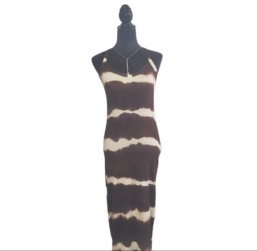 Cream & Coffee/ Cabernet Maxi Dress