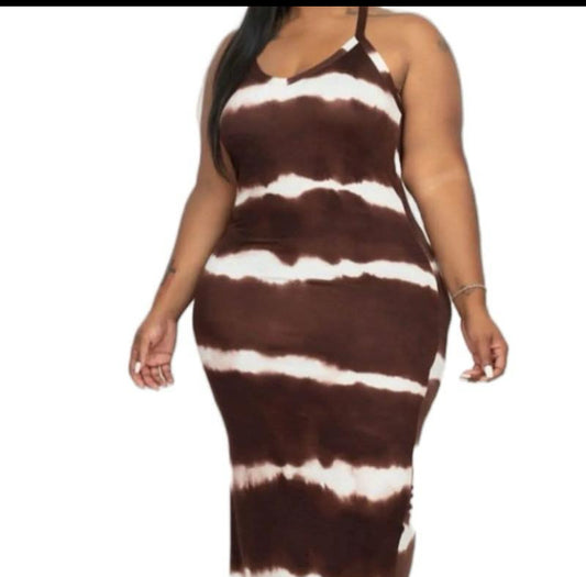 Cream & Coffee/ Cabernet Maxi Dress