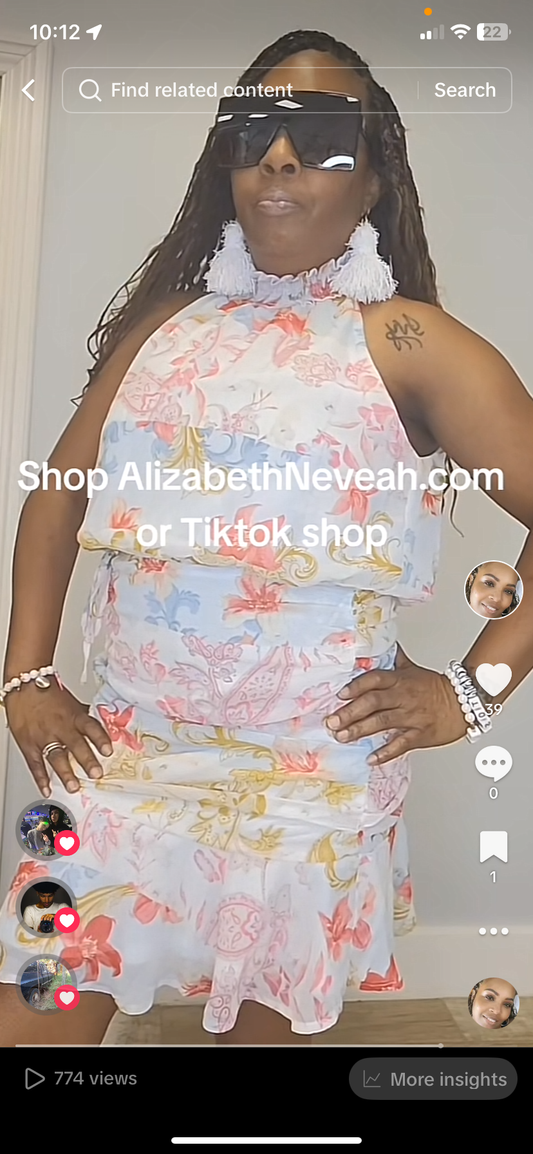 Sheer Colorful Floral Dress